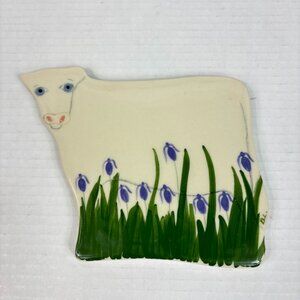 Vintage Hartstone Cow Ceramic Trivet Hand Painted Farmhouse Kitchen Decor